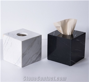 Marble Tissue Box Natural Stone Case Hotel Container