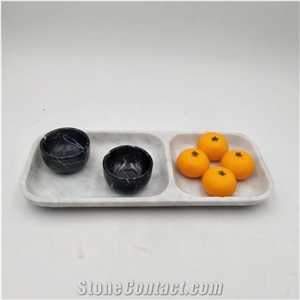 Marble Tray Dessert Fruit Plate Dining Kitchen Accessory