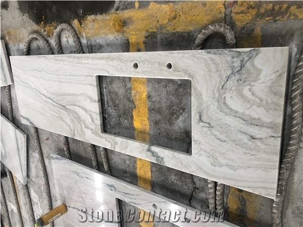 White/Grey Artificial Stone Kitchen Countertop