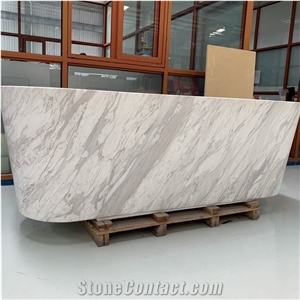White Marble Bathtub Customized Size