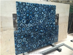 Customized Size Blue Semiprecious Slab for Wall Decorative