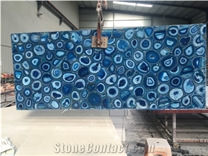 Natural Backlit Blue Agate Stone Bar Top,Blue Semi Precious
