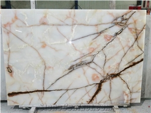 Spider White Onyx Slab for Kitchen Countertop,Bar Top