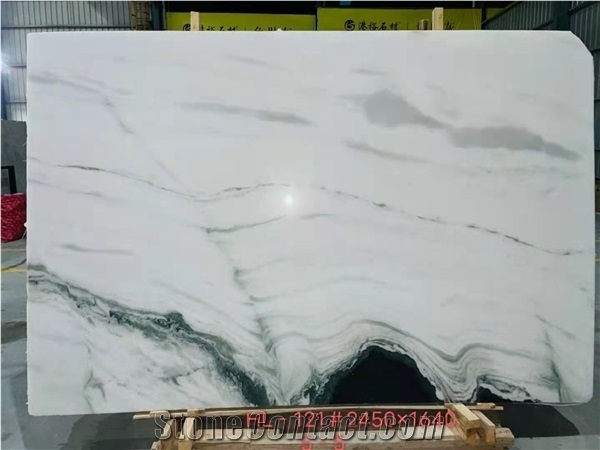 White Book-Match Marble Black Vein New Tile Slab