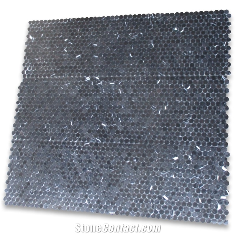 Marquina Black 3 4 Inch Penny Round Mosaic Tiles