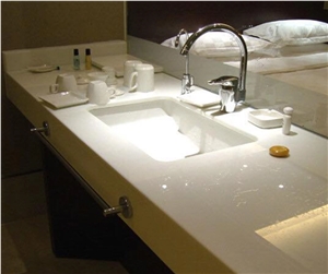Pure White Nano Glass Quartz Bath Countertop Vanity Top