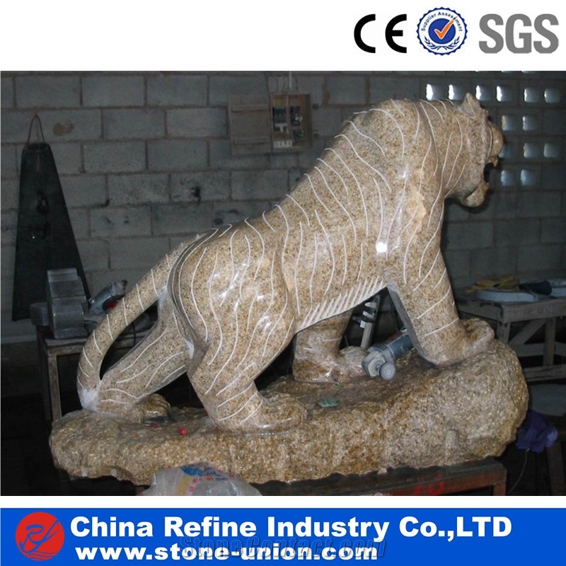 Beige Rusty Granite Tiger Animal Abstract Statues