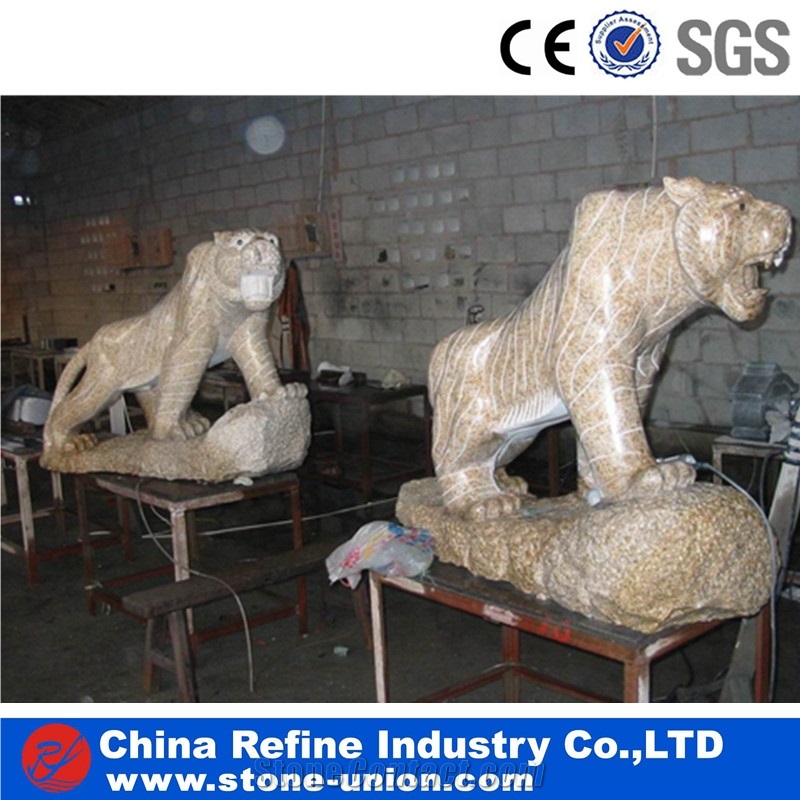 Beige Rusty Granite Tiger Animal Abstract Statues