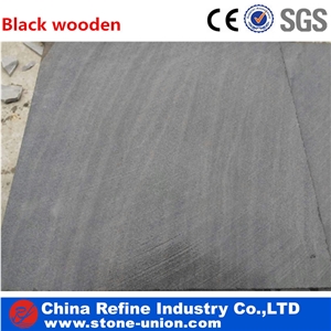 Black Wooden Vein Grain Sandstone Slabs & Tiles