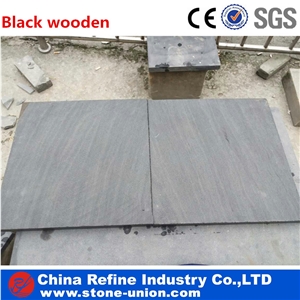 Black Wooden Vein Grain Sandstone Slabs & Tiles