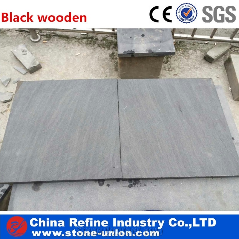 China Black Sandstone Flooring Wall Slabs & Tiles