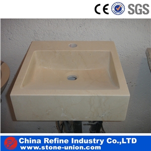 China Sunny Beige Marble Bathroom Basins & Sinks
