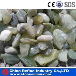 Chinese Cheap Green Jade Tumbled Gravel Pebbles