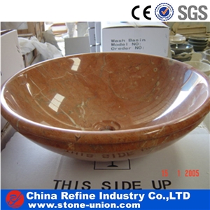 Chinese Coral Red Marble Sinks,Natural Stone Basin