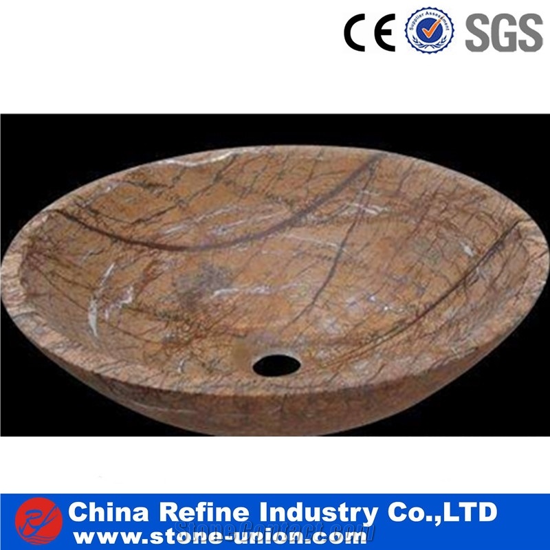 Chinese Coral Red Marble Sinks,Natural Stone Basin
