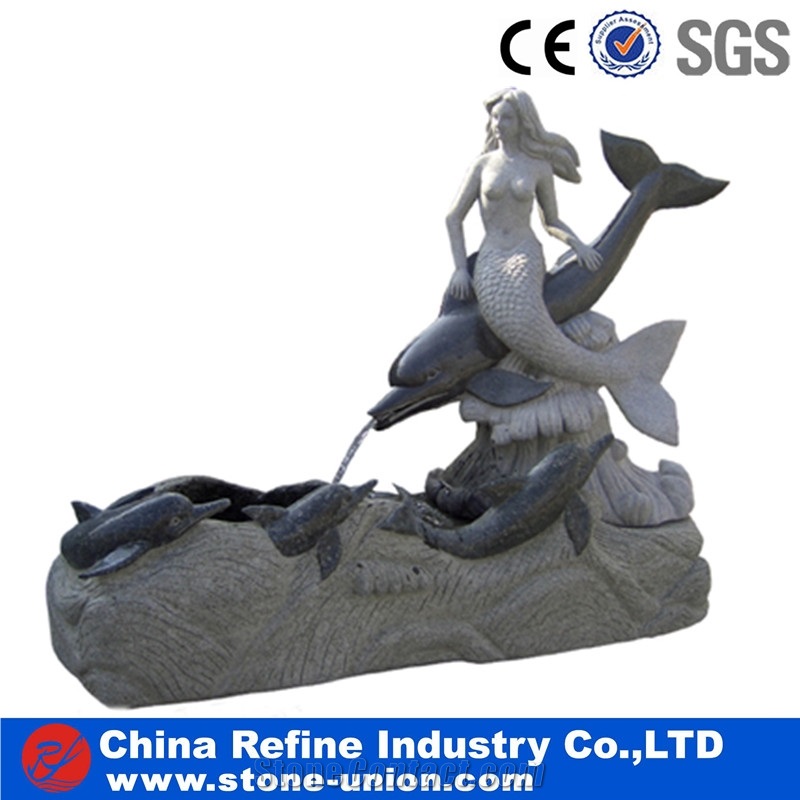 Chinese Light Grey Granite Fountains For Garden