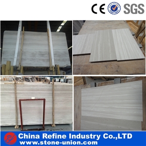 Chinese Straight Wooden White Marble Slabs & Tiles