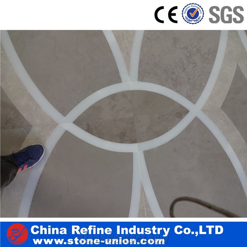 Custom Water Jet Stone Inlay Flooring Tiles Design