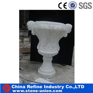Customized Carved White Marble Planter Pots