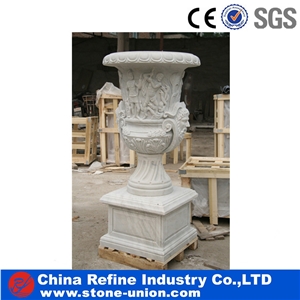 Customized Carved White Marble Planter Pots