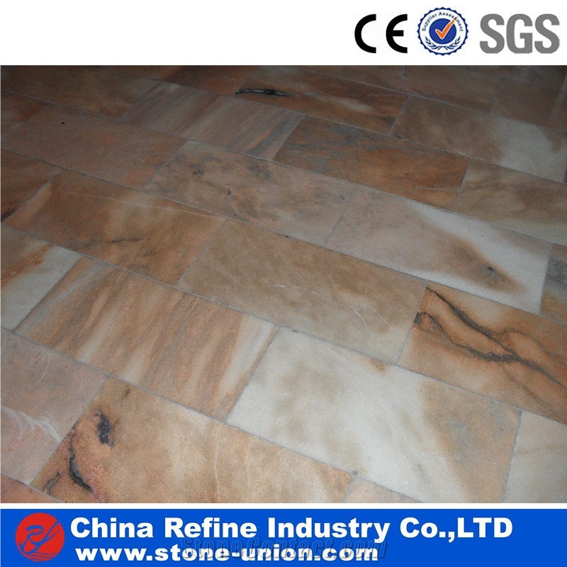 Customized Sunset Red Marble Flooring Tiles
