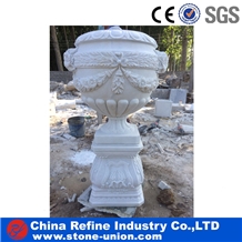 Exterior Decorated Garden White Marble Statues