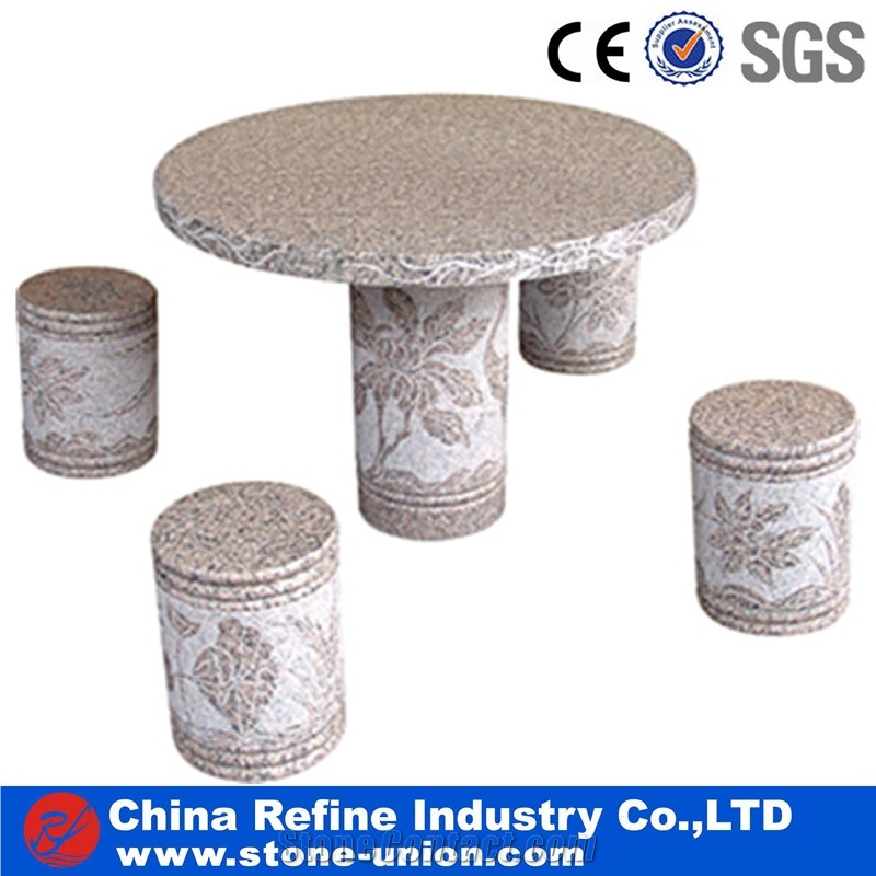 G603 Bianco Grey Sculptured Granite Tables Sets