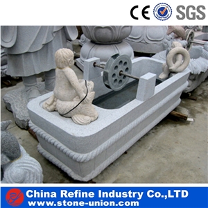 G682 Yellow Rusty Granite Hand Carving Fountains