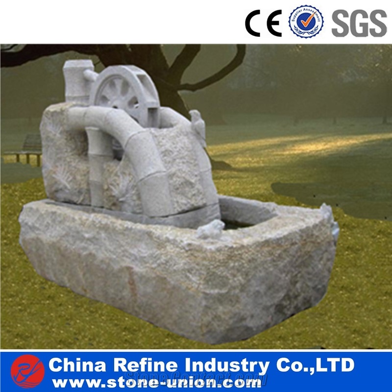 G682 Yellow Rusty Granite Hand Carving Fountains