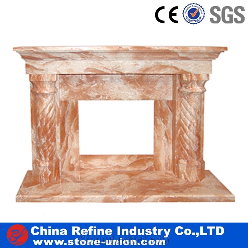 Golden Marble Fireplace New Design with Column