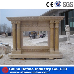 Golden Marble Fireplace New Design with Column