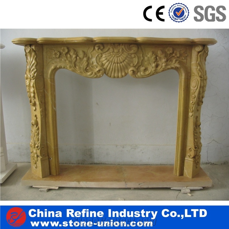 Golden Yellow Limestone Fireplace Freestanding