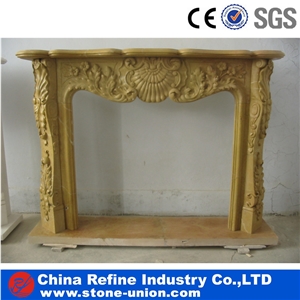Golden Yellow Limestone Fireplace Freestanding
