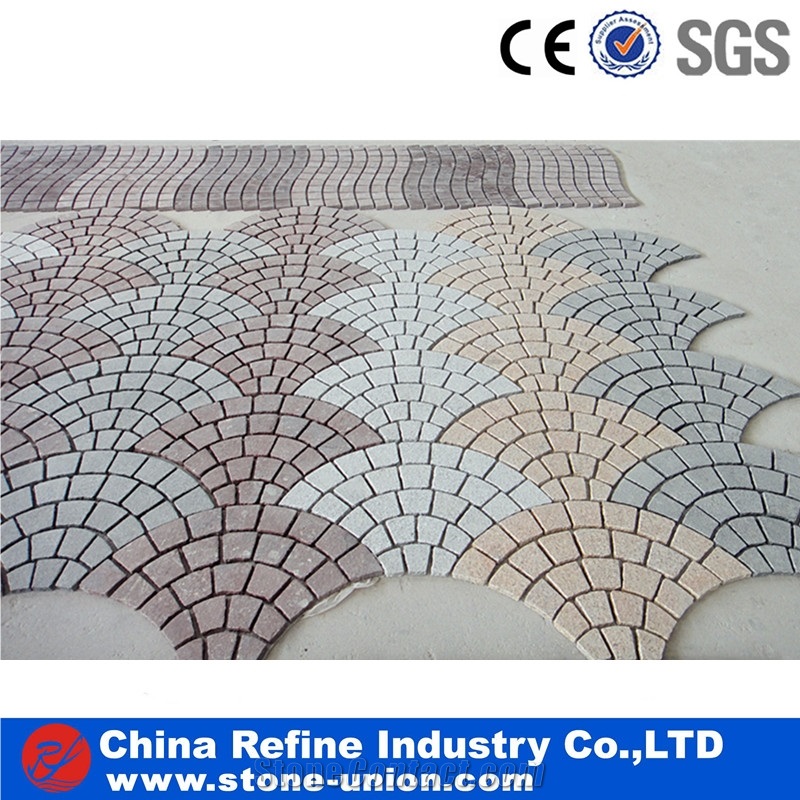 Granite Meshed Cobble Stone for Paving Stone