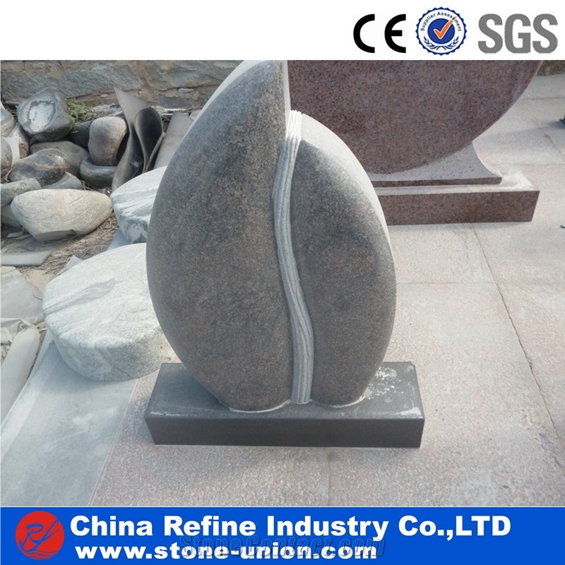 Grey Granite Sculptured Monuments with Flower