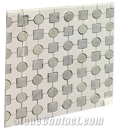 Grey & White Water Jet Marble Mosaic Wall Panel Cladding