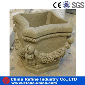 Hand Carved Cup Shaped G682 Flower Planters
