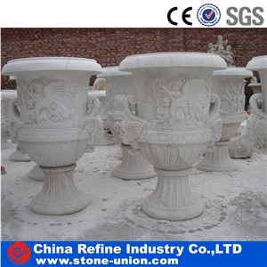 Hand Carved Marble Planters,White Marble Vases