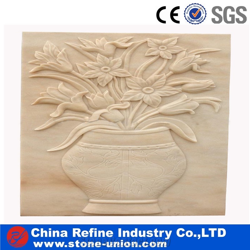 Hand Carved Natural Antique Marble Relief Wall Sculpture