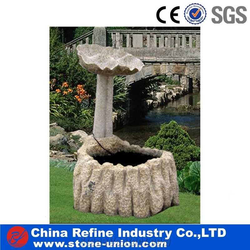 Hand Carved Natural Grey Granite Water Fountains