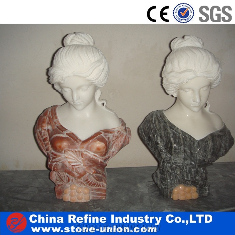 Human White Marble Hand Craft Head Statues