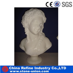 Human White Marble Hand Craft Head Statues