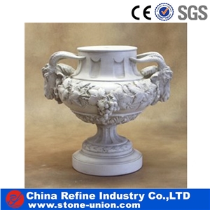 Hunan White Marble Flower Pots & Outdoor Planters