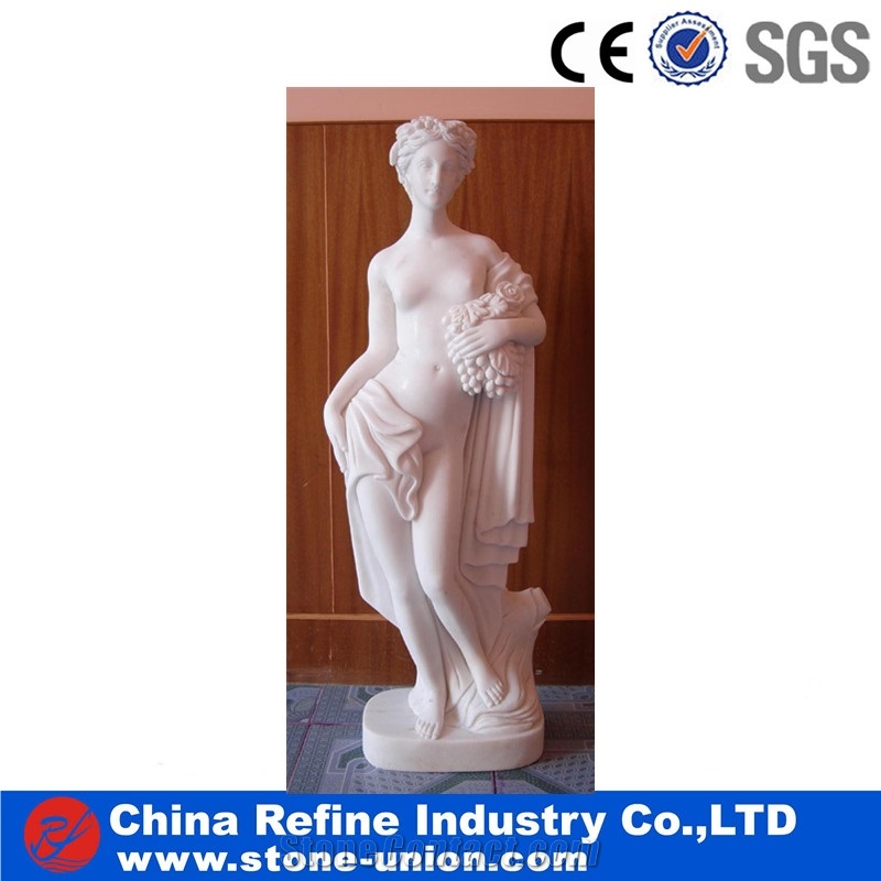 Life Size White Woman Marble Sculpture Statue