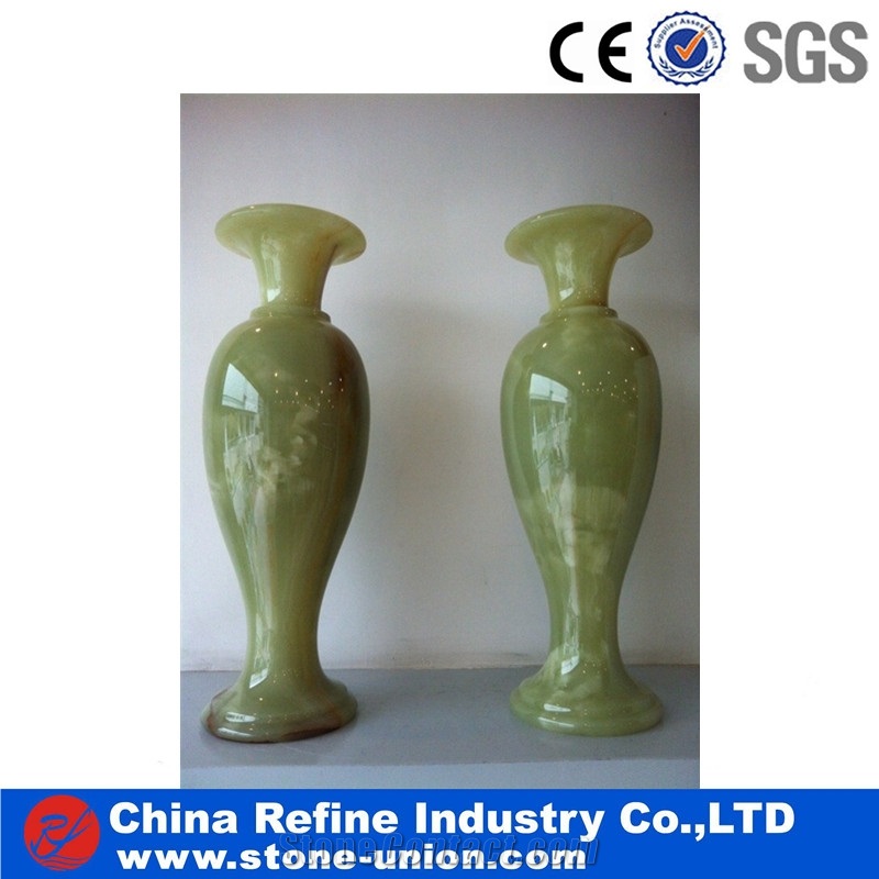 Light Green Onyx Sculpture Interior Flower Vases
