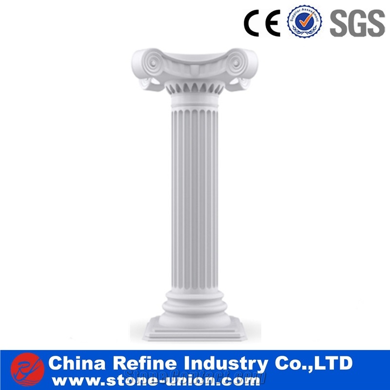 Modern Pure White Marble Hand Carving Columns