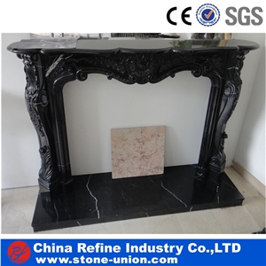 Natural Black Marquina Marble Fireplace Surround