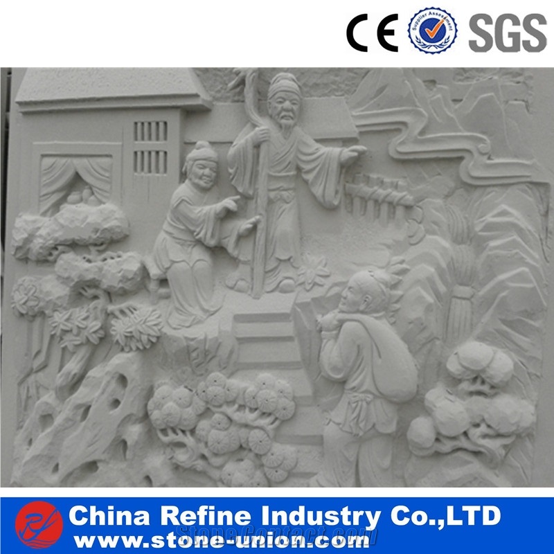 Natural Stone Flower Art Hand Carved Wall Panel