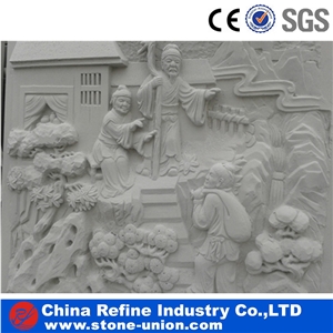 Natural Stone Flower Art Hand Carved Wall Panel