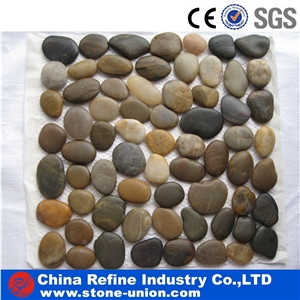 Natural Stone Pebble Tiles on Mesh for Decoration
